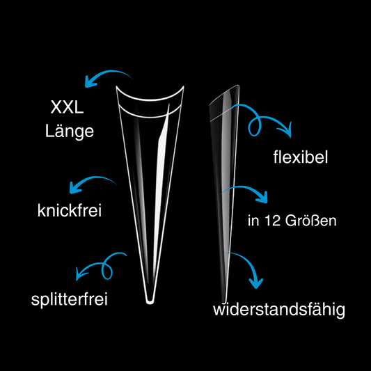 XXL Stiletto Tips (240 Stück) Soft Gel - Clear
