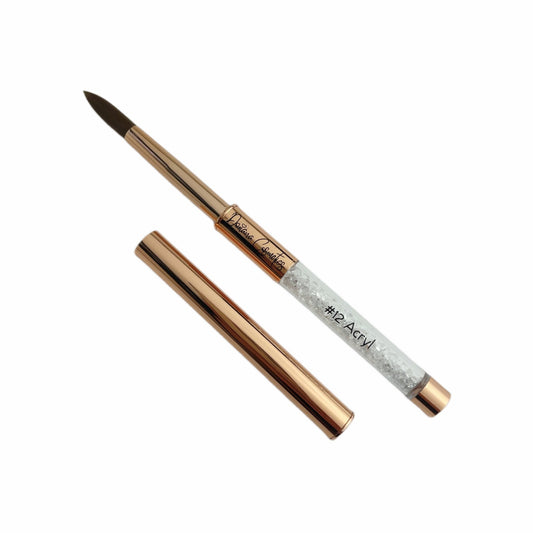 Acryl Pinsel Nr. 12 - PROFESSIONAL, Rosegold & Kristalle - Doriana Cosmetics GmbH