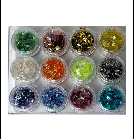 Flake Glitzer Inlays, 12er Set - Doriana Cosmetics GmbH