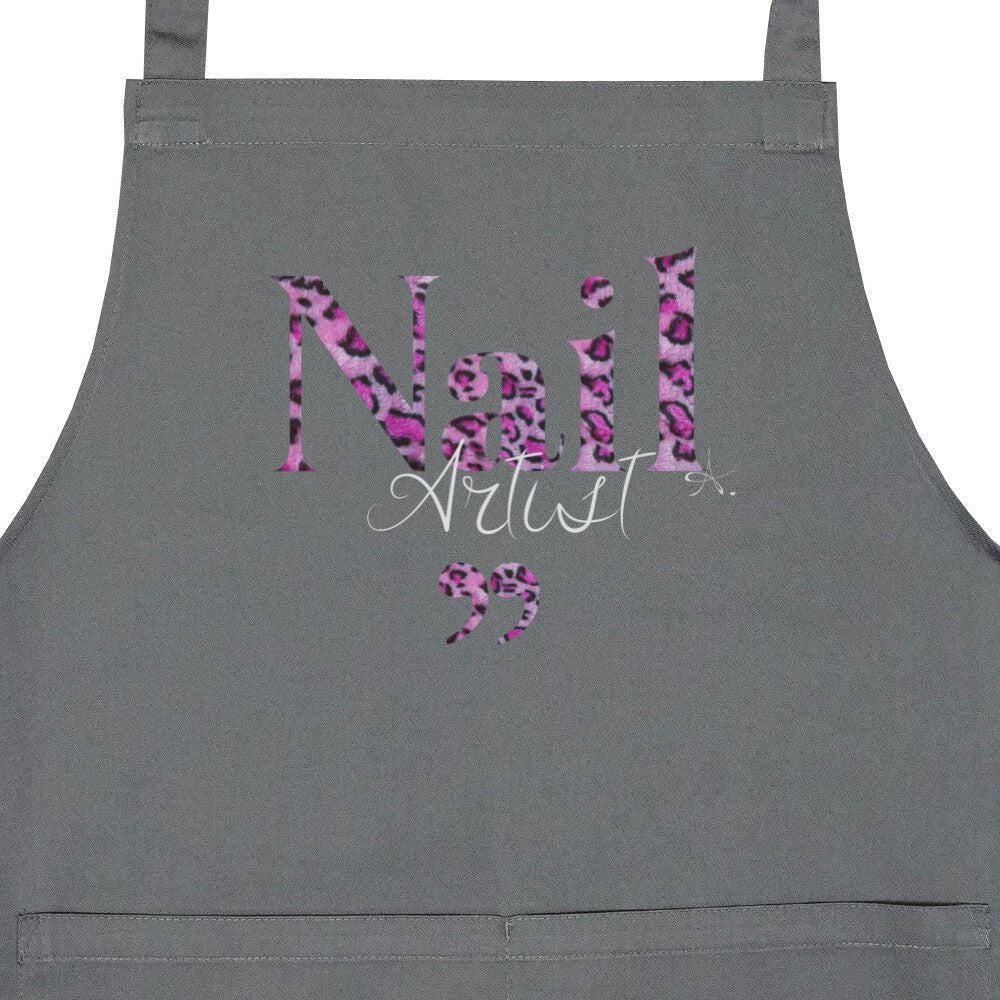 Schürze mit Tasche - Nail Artist Lila Leo-Muster - Doriana Cosmetics GmbH