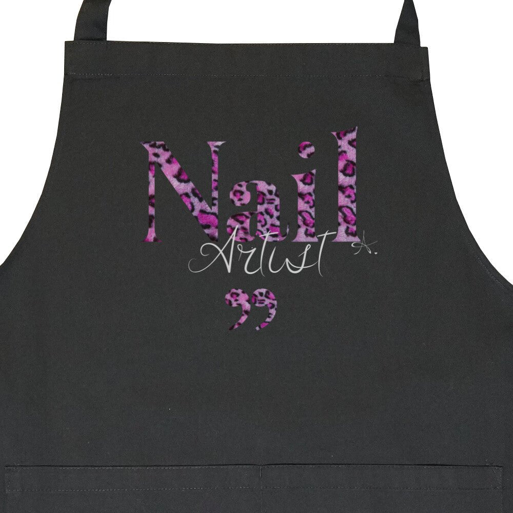 Schürze mit Tasche - Nail Artist Lila Leo-Muster - Doriana Cosmetics GmbH