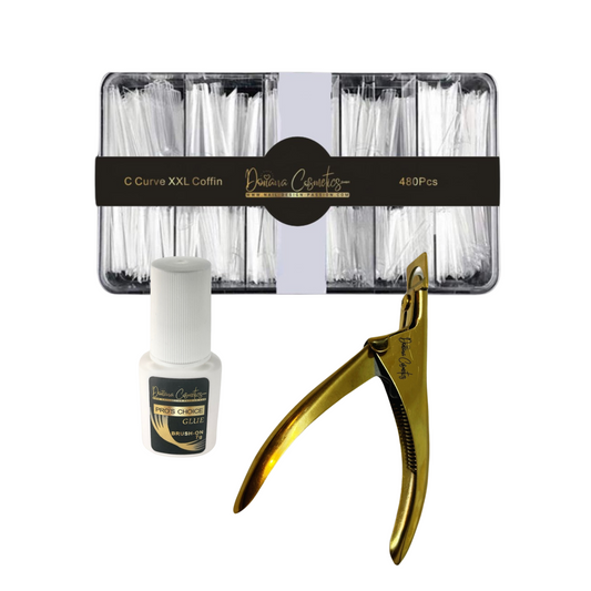 Nagel Verlängerungs Set | mit XXL-Coffin-Tipbox, Tipcutter, Nagelkleber