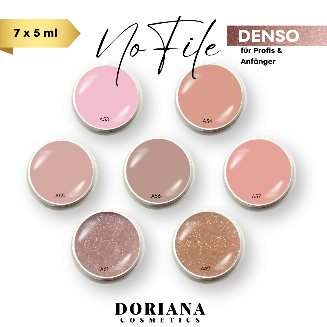 7 x 5 ml , Doriana Cosmetics NO FILE (DENSO), Mittelviskos - Builder Gel (Tester)