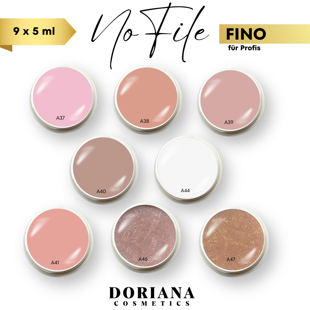 9 x 5 ml , Doriana Cosmetics NO FILE (FINO), Dünnviskos - Builder Gel (Tester)