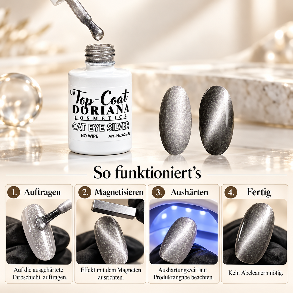 MAGICALLY Top Coat |  Cat Eye Silver | no wipe |  12 ml