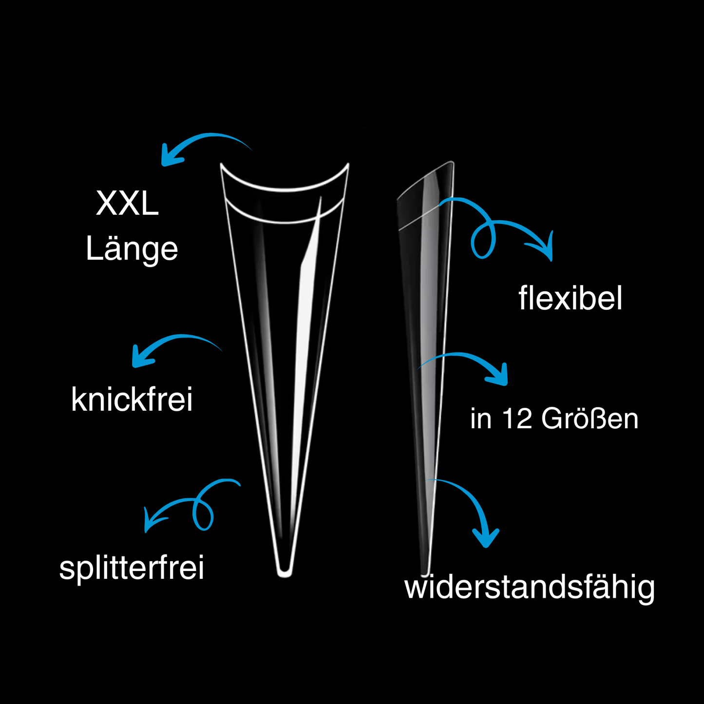 XXL Stiletto Tips (240 Stück) Soft Gel - Clear