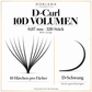 Doriana D-Curl 10D Volumen, 0,07 mm, 320 Stück, MIX-Länge – Fächer und D-Schwung schematisch