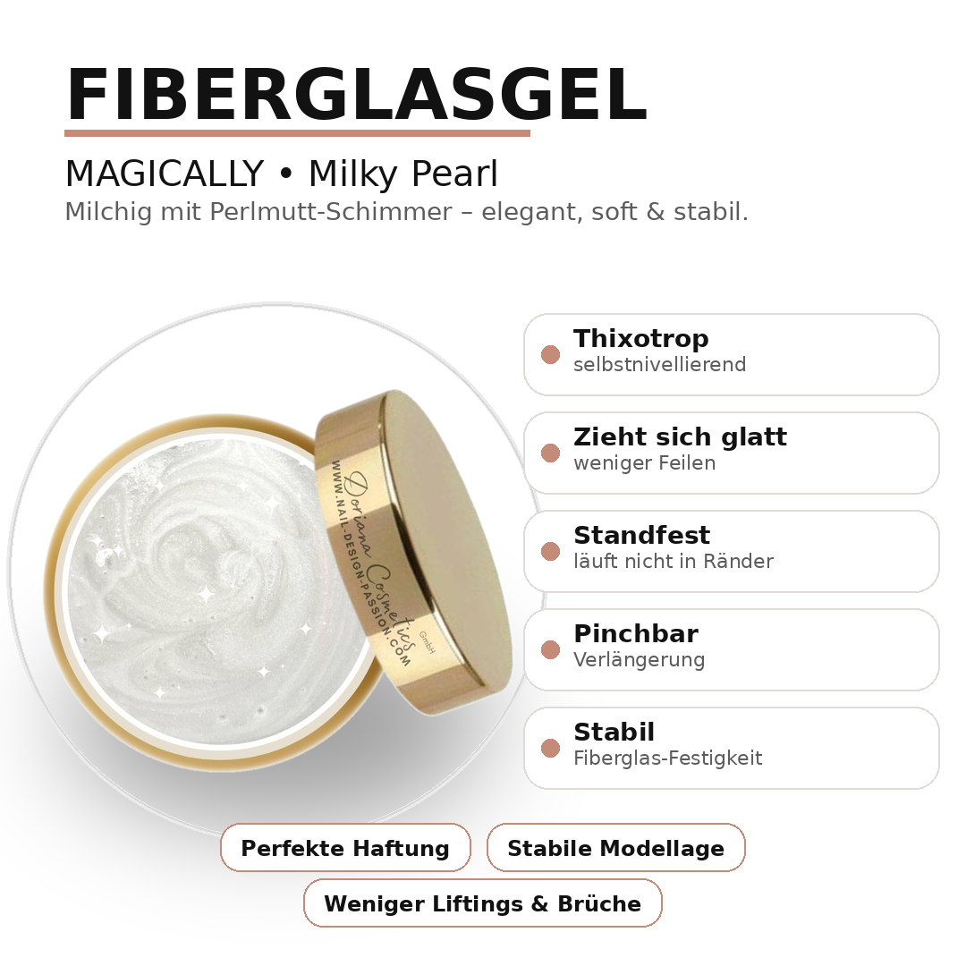 MAGICALLY Fiberglasgel - Milky Pearl | 15/50 ml |  NO FILE