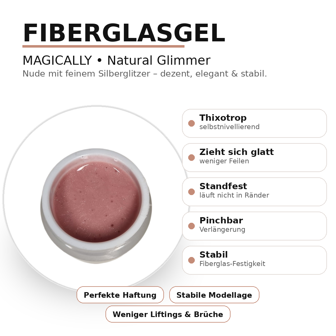 MAGICALLY Fiberglasgel - Natural Silver Glimmer | 15/50 ml |  NO FILE