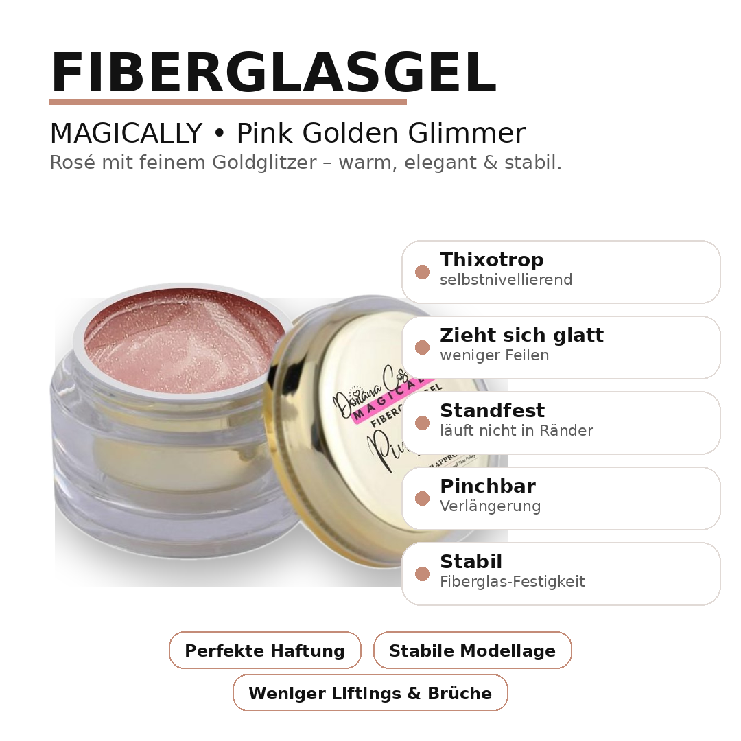 MAGICALLY Fiberglasgel - Pink Golden Glimmer | 15/50 ml | Aufbaugel