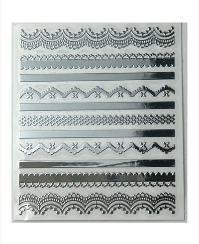 Muster Silber 2 - 3D Selbstklebende Sticker - Doriana Cosmetics GmbH