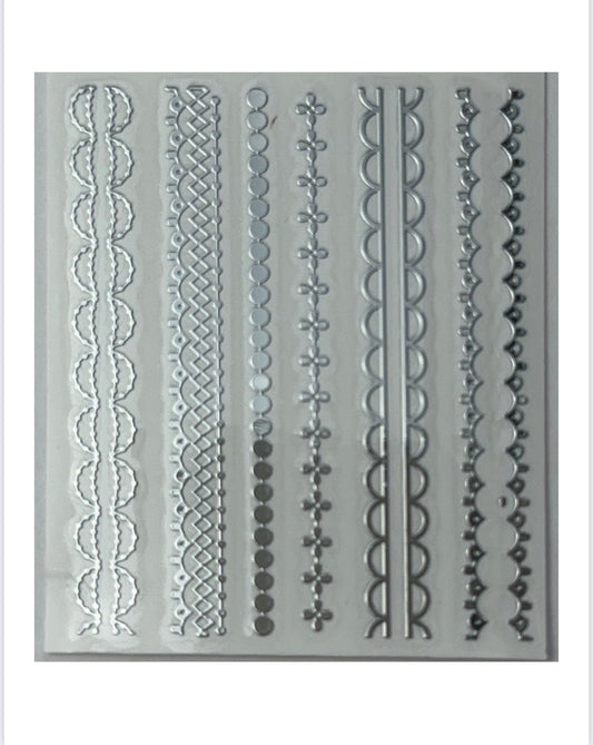 Muster Silber 3 - 3D Selbstklebende Sticker - Doriana Cosmetics GmbH