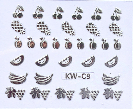 Obst Silber - Selbstklebende Sticker - Doriana Cosmetics GmbH